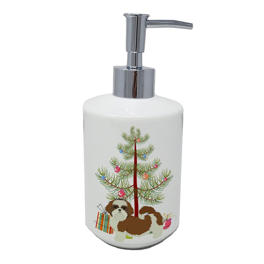 Shih Tzu Christmas Tree Ceramic Soap Dispenser Image 1