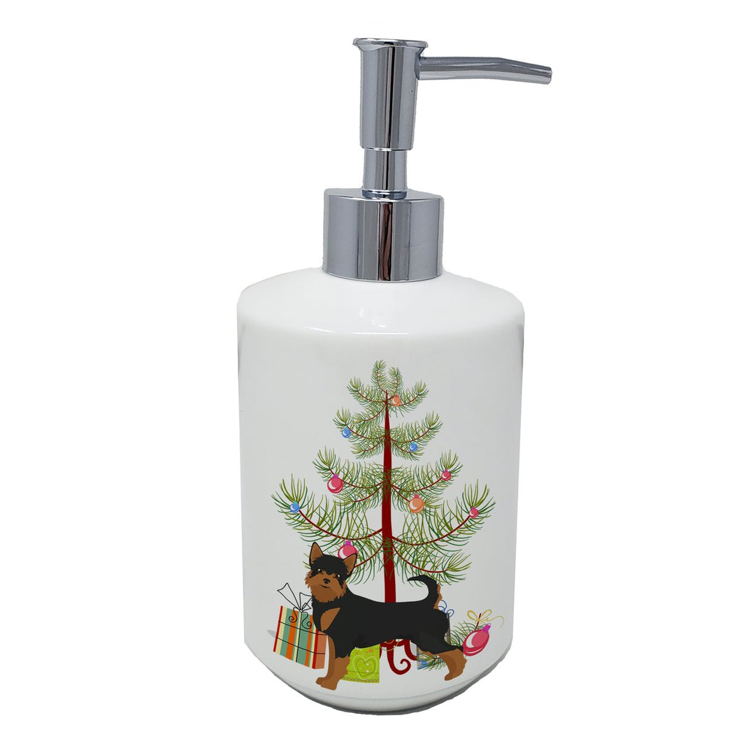 Black and Tan Chorkie Christmas Tree Ceramic Soap Dispenser Image 1