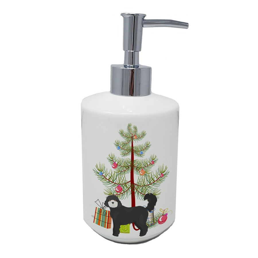 Black Cockapoo Christmas Tree Ceramic Soap Dispenser Image 1