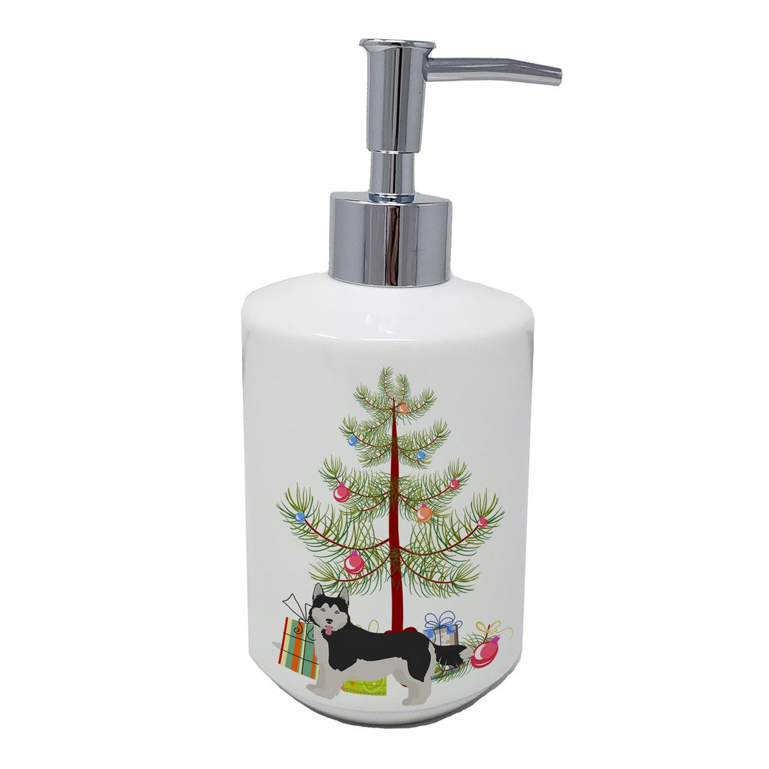 Corgi Husky Mix Style 2 Christmas Tree Ceramic Soap Dispenser Image 1