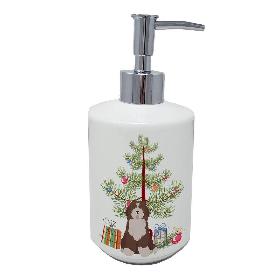 Bernedoodle Style 2 Christmas Tree Ceramic Soap Dispenser Image 1