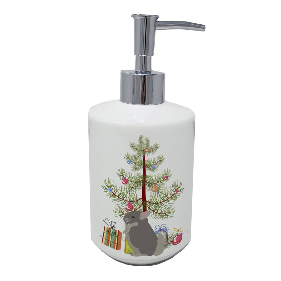 Beige Wellman Chinchilla Merry Christmas Ceramic Soap Dispenser Image 1