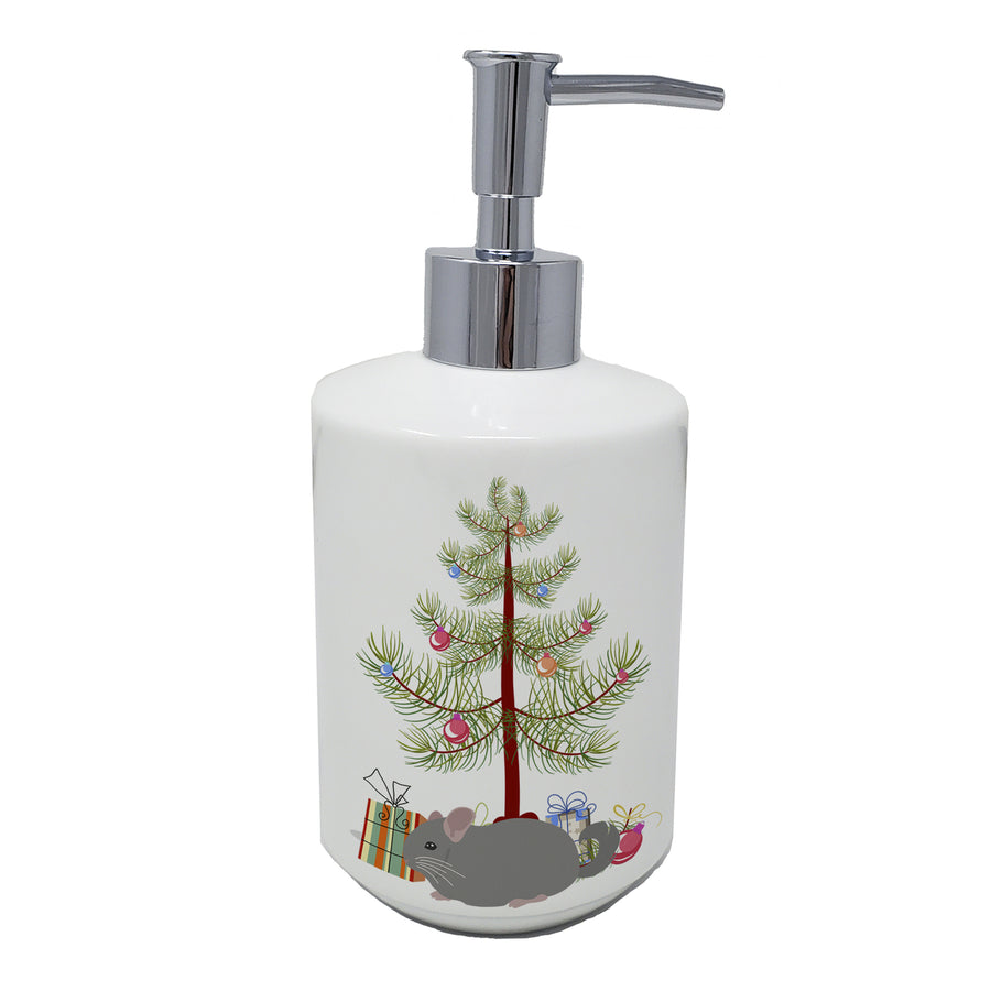 Agouti Chinchilla Merry Christmas Ceramic Soap Dispenser Image 1