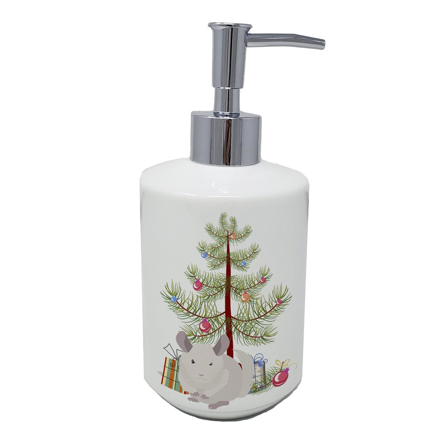 White Dominant Chinchilla Merry Christmas Ceramic Soap Dispenser Image 1