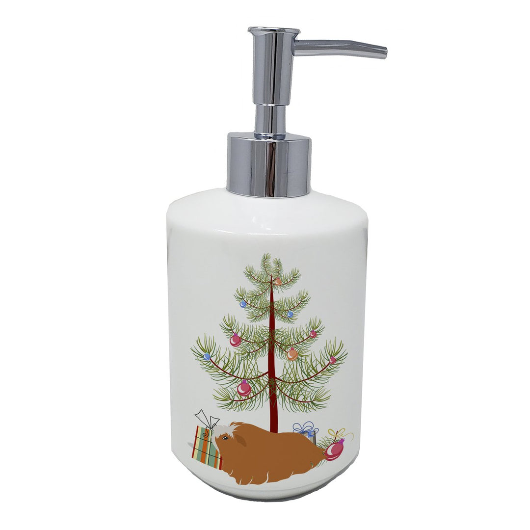 Peruvian Guinea Pig Merry Christmas Ceramic Soap Dispenser Image 1