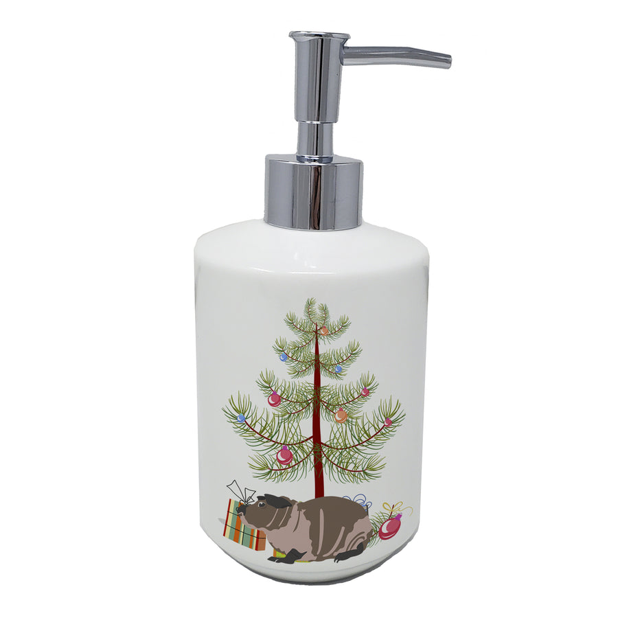 Skinny Guinea Pig Merry Christmas Ceramic Soap Dispenser Image 1