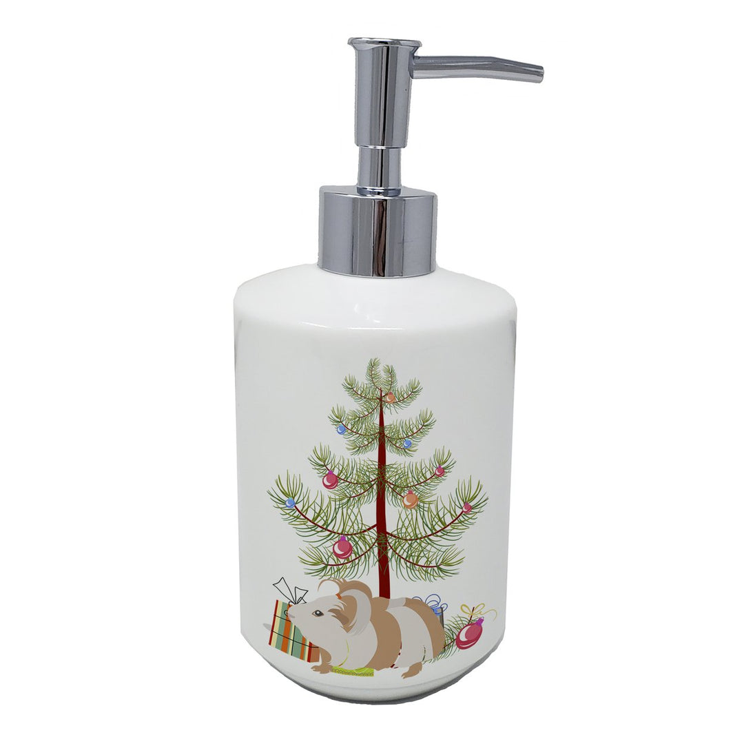 Silkie Guinea Pig Merry Christmas Ceramic Soap Dispenser Image 1