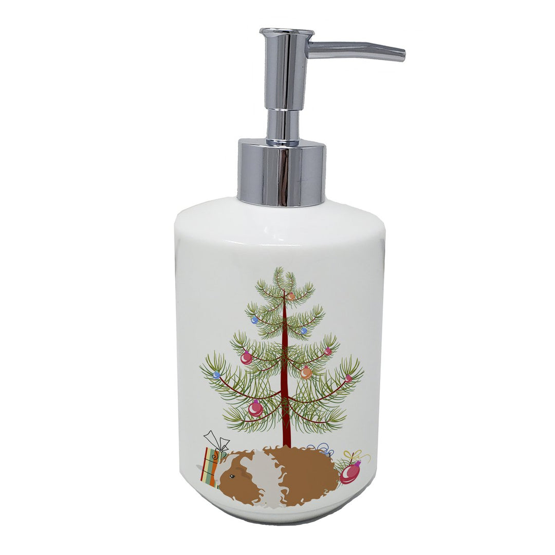 Texel Guinea Pig Merry Christmas Ceramic Soap Dispenser Image 1