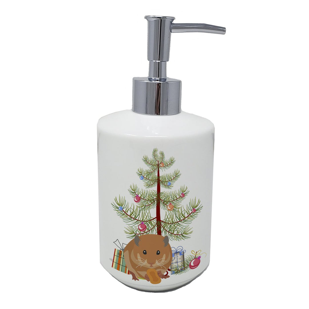 Teddy Bear Hamster Merry Christmas Ceramic Soap Dispenser Image 1