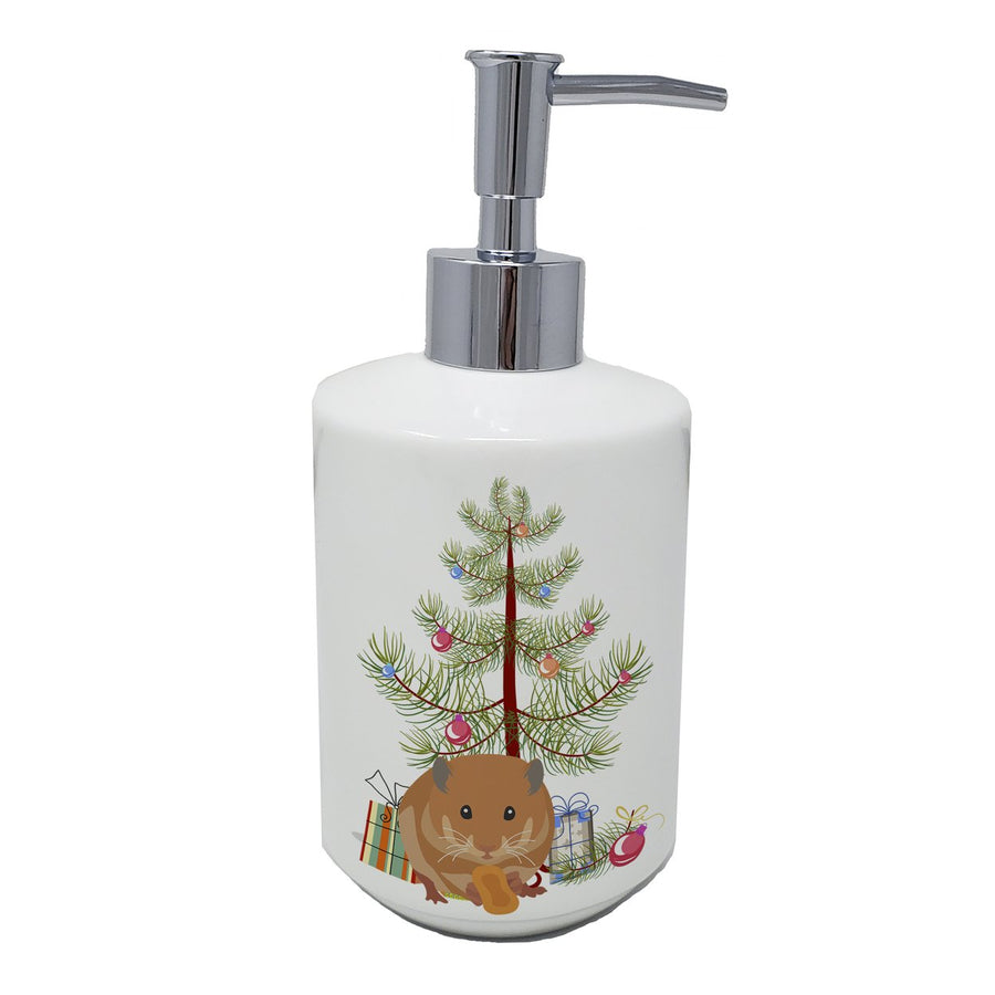 Teddy Bear Hamster Merry Christmas Ceramic Soap Dispenser Image 1