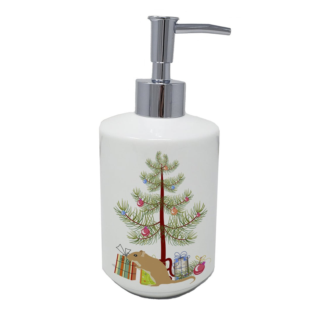 Gerbil Mouse Merry Christmas Ceramic Soap Dispenser Image 1