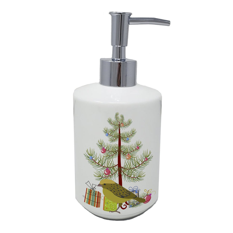 Lizard Canary Merry Christmas Ceramic Soap Dispenser Image 1