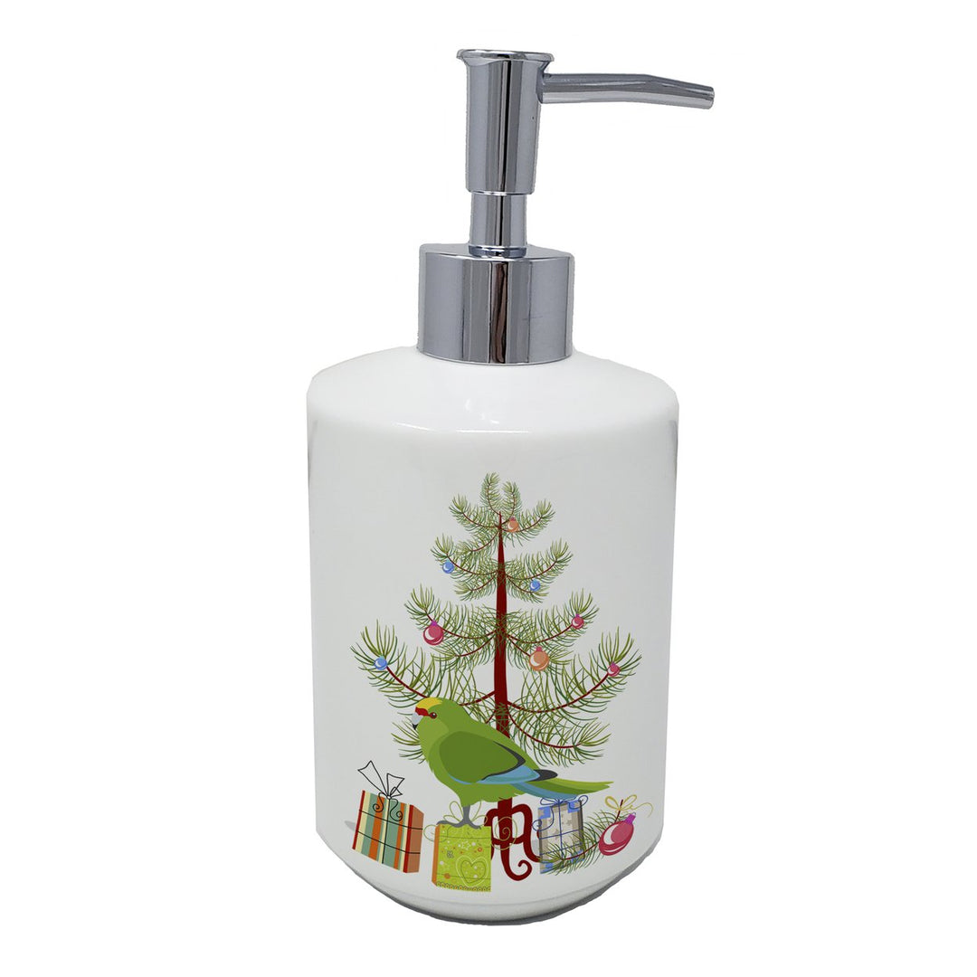 Zealand Parakeet Merry Christmas Ceramic Soap Dispenser Image 1