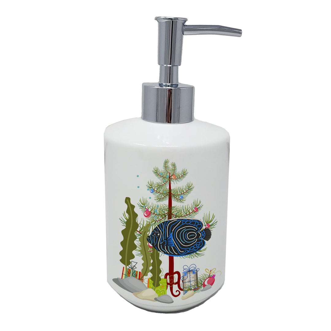 Emperor Angelfish Merry Christmas Ceramic Soap Dispenser Image 1