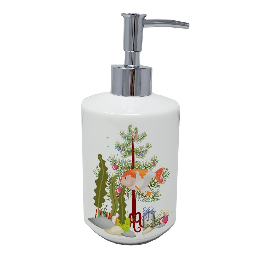 Lionhead Goldfish Merry Christmas Ceramic Soap Dispenser Image 1