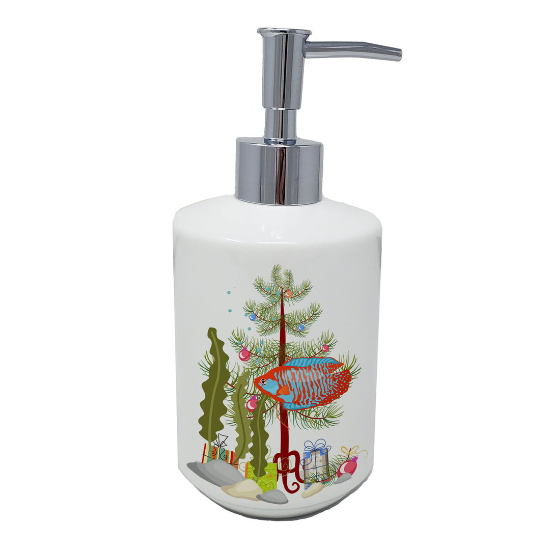 Dwarf Gourami Merry Christmas Ceramic Soap Dispenser Image 1