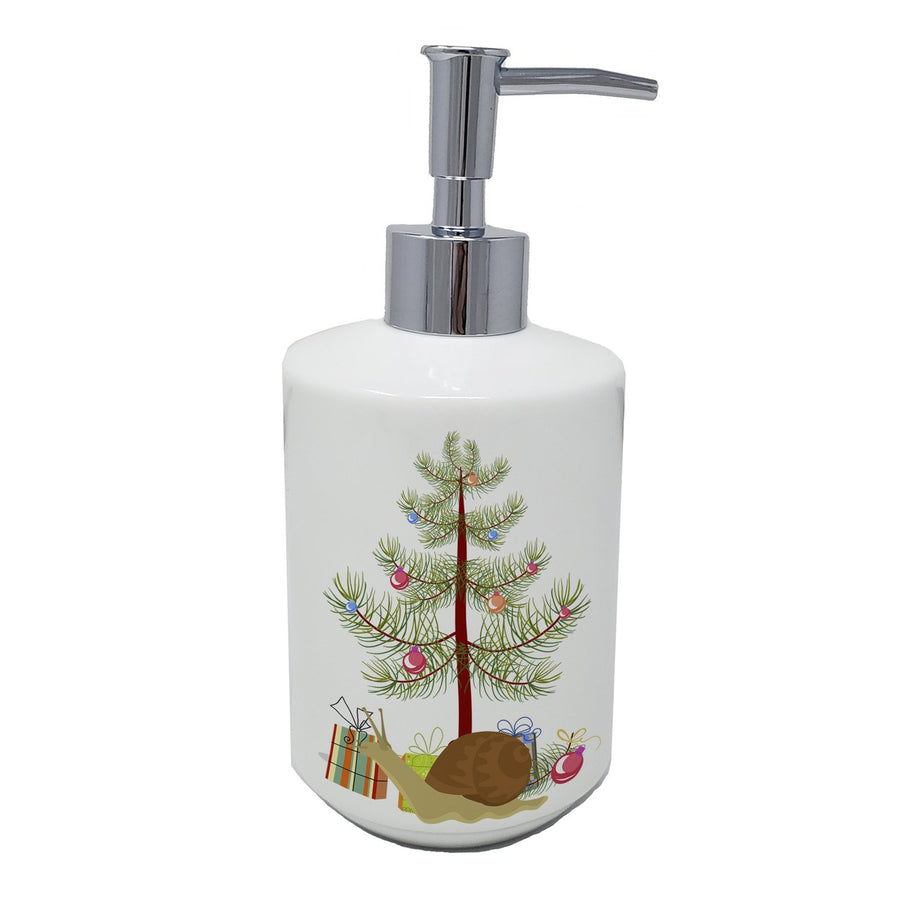 Garden Snail Merry Christmas Ceramic Soap Dispenser Image 1