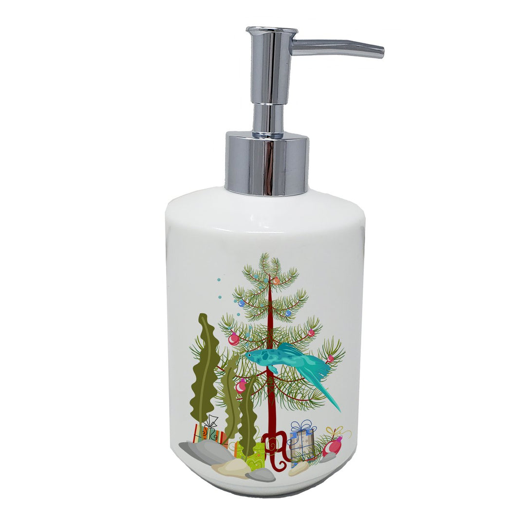 Sword Tail Guppy Merry Christmas Ceramic Soap Dispenser Image 1