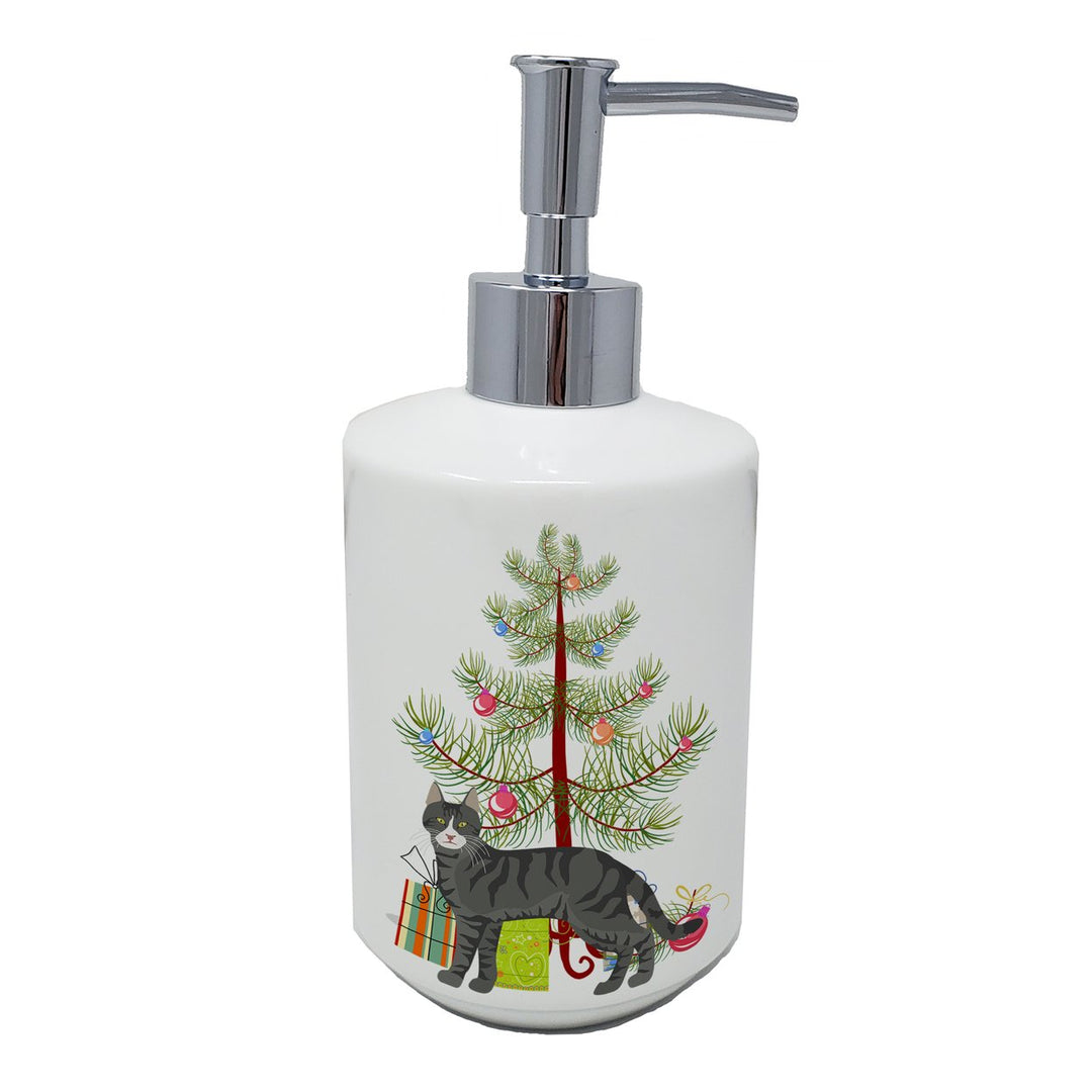 Tricolour Aegean Cat Merry Christmas Ceramic Soap Dispenser Image 1