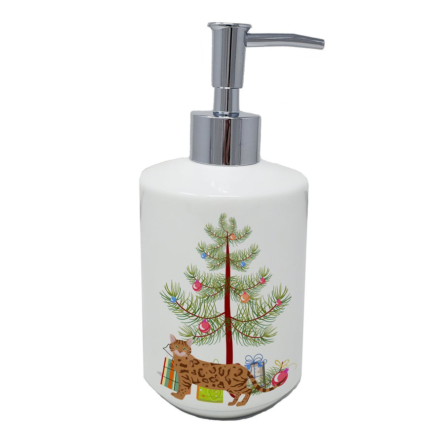 Bengal Style 2 Cat Merry Christmas Ceramic Soap Dispenser Image 1