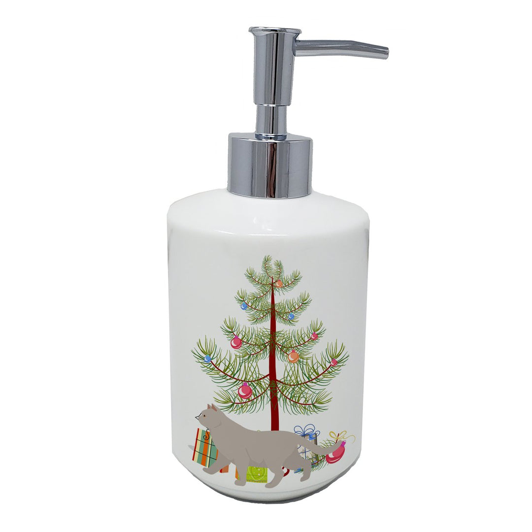 British Shorthair Style 2 Cat Merry Christmas Ceramic Soap Dispenser Image 1