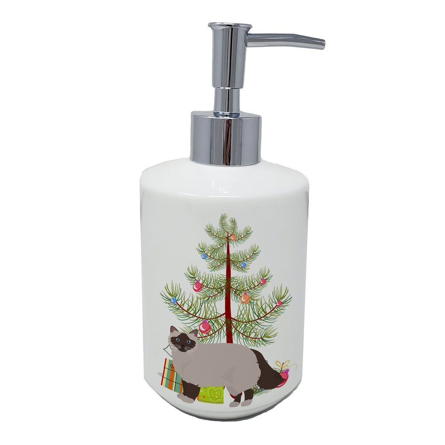 Birman Cat Merry Christmas Ceramic Soap Dispenser Image 1