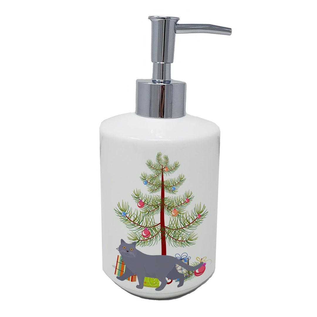 British Shorthair Style 1 Cat Merry Christmas Ceramic Soap Dispenser Image 1