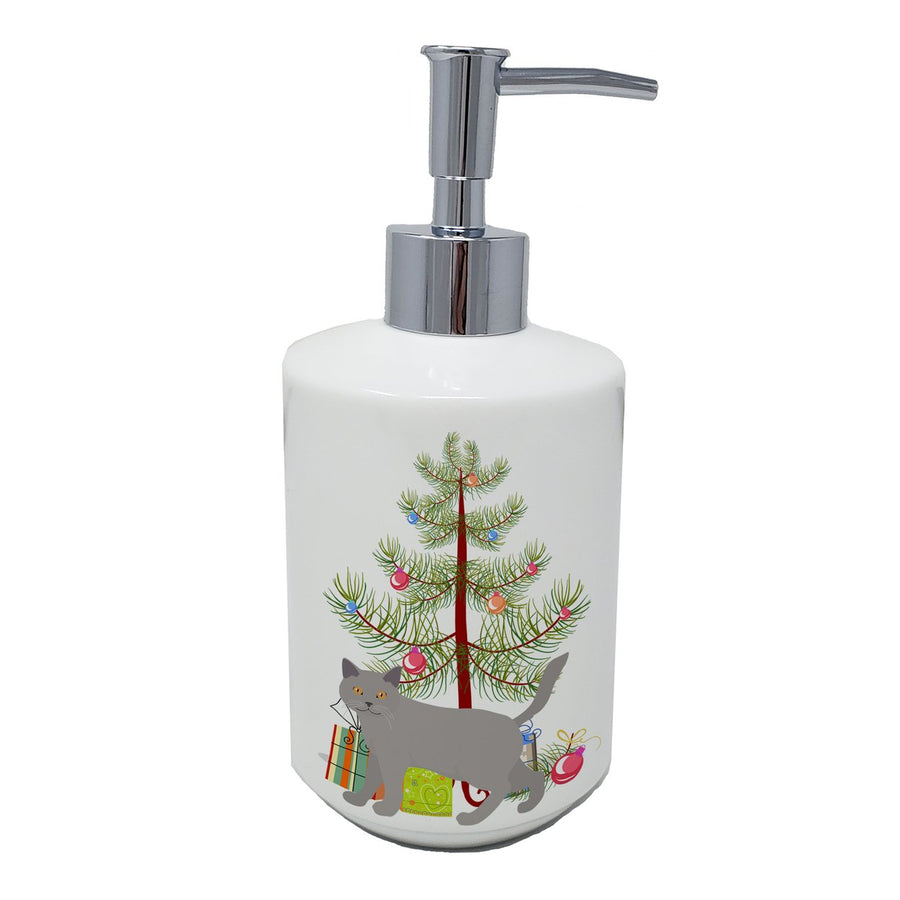 Chartreux Style 2 Cat Merry Christmas Ceramic Soap Dispenser Image 1