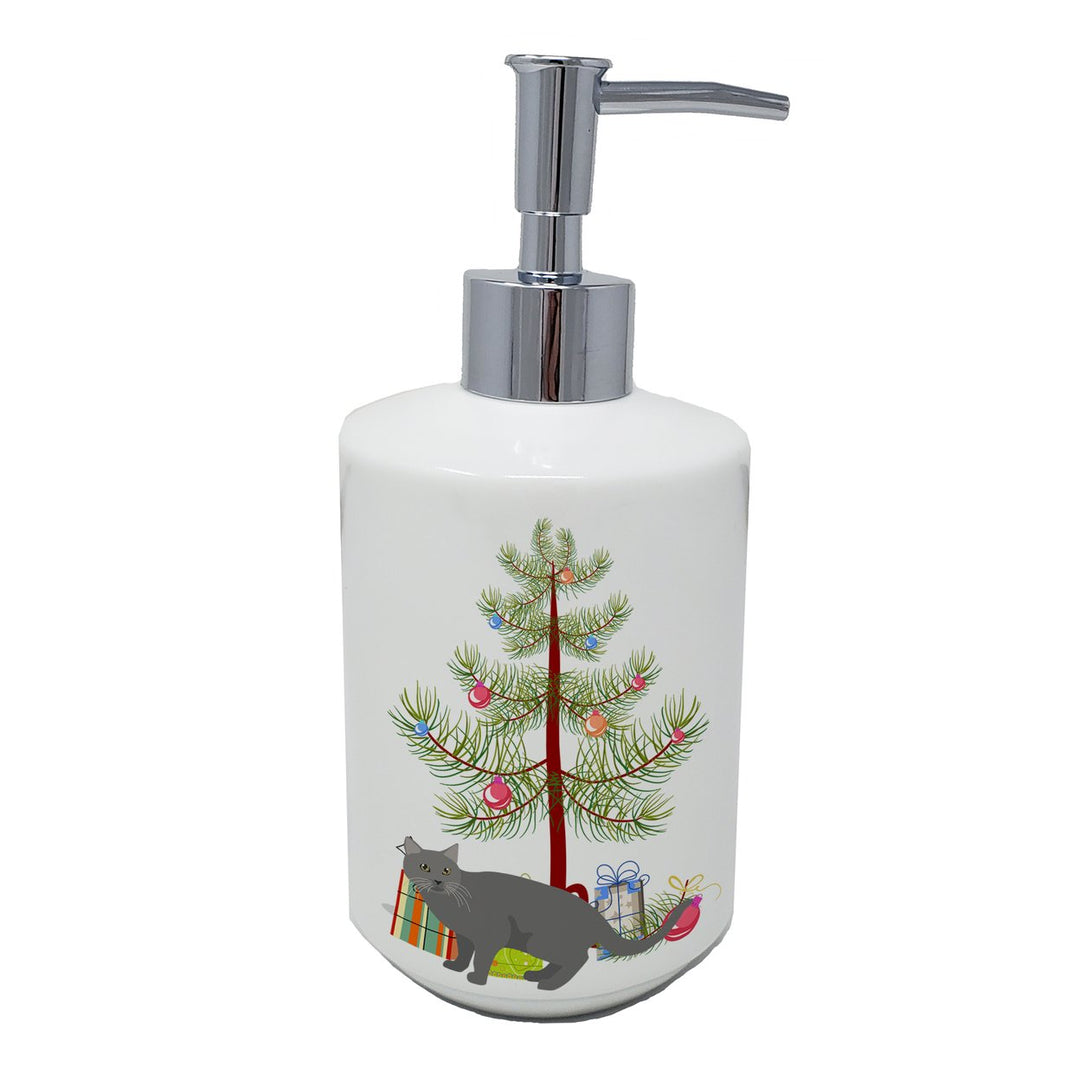 Chartreux Style 1 Cat Merry Christmas Ceramic Soap Dispenser Image 1