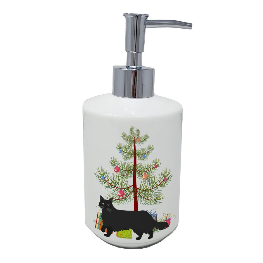 Black Chantilly Tiffany Cat Merry Christmas Ceramic Soap Dispenser Image 1