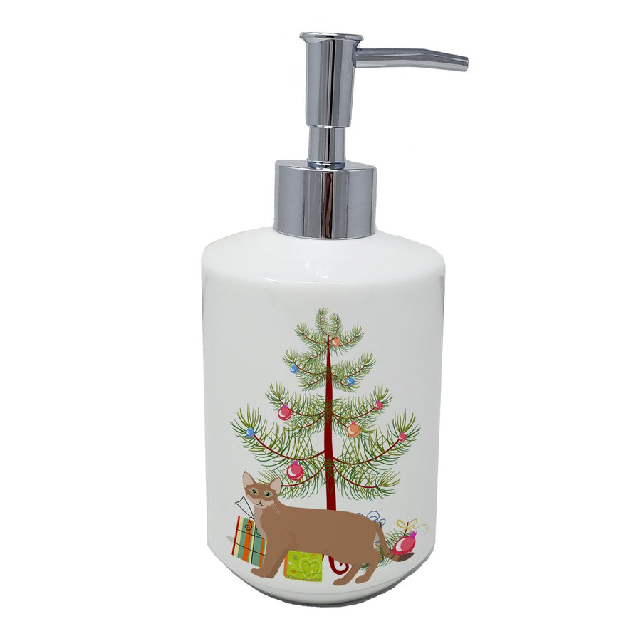 Chausie Cat Merry Christmas Ceramic Soap Dispenser Image 1