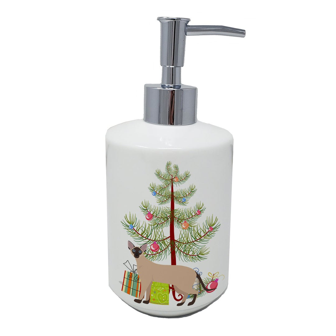 Colorpoint Shorthair Style 2 Cat Merry Christmas Ceramic Soap Dispenser Image 1