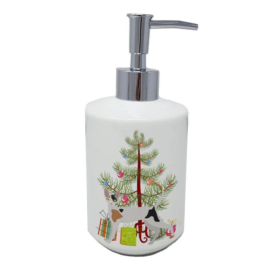 Cornish Rex Cat Merry Christmas Ceramic Soap Dispenser Image 1