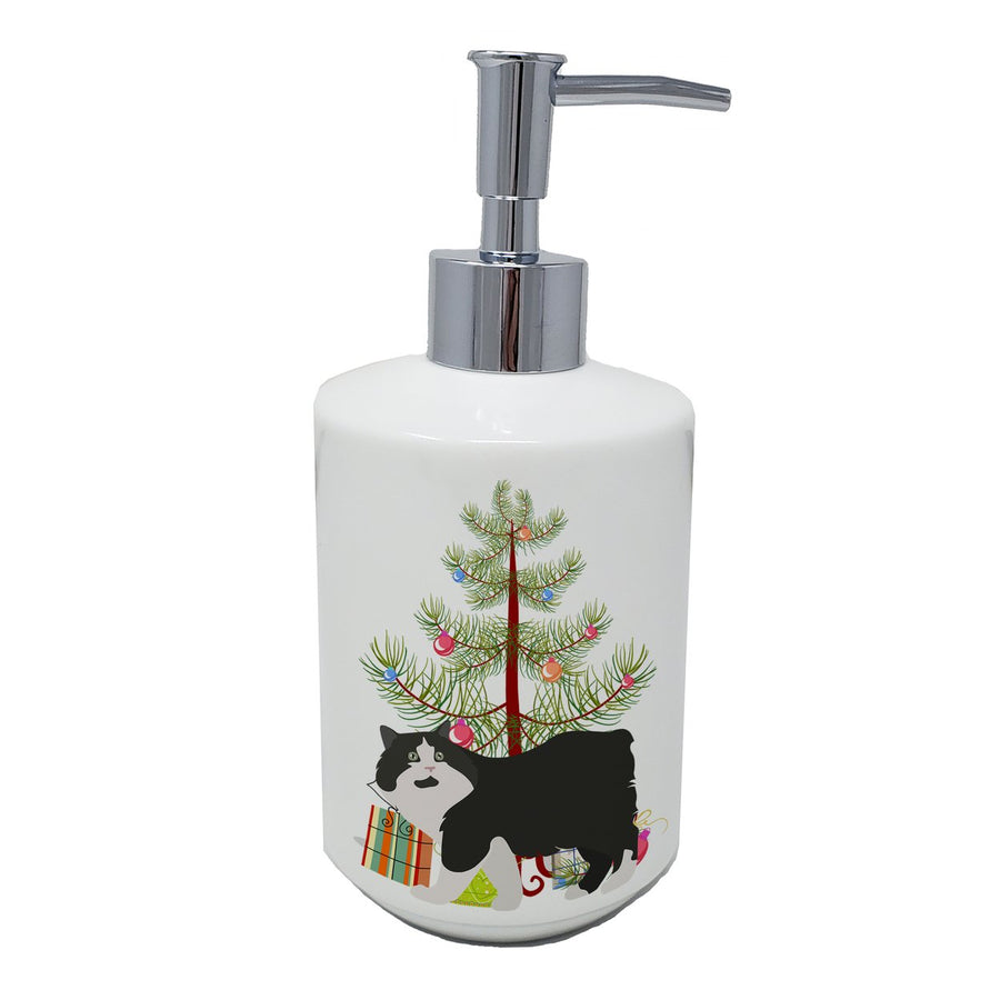 Cymric Cat Merry Christmas Ceramic Soap Dispenser Image 1