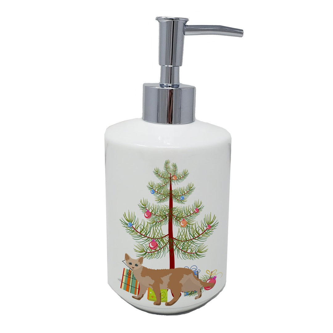 Devon Rex Style 3 Cat Merry Christmas Ceramic Soap Dispenser Image 1