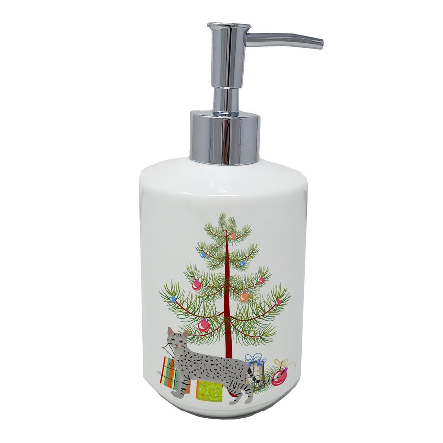 Egyptian Mau Cat Merry Christmas Ceramic Soap Dispenser Image 1