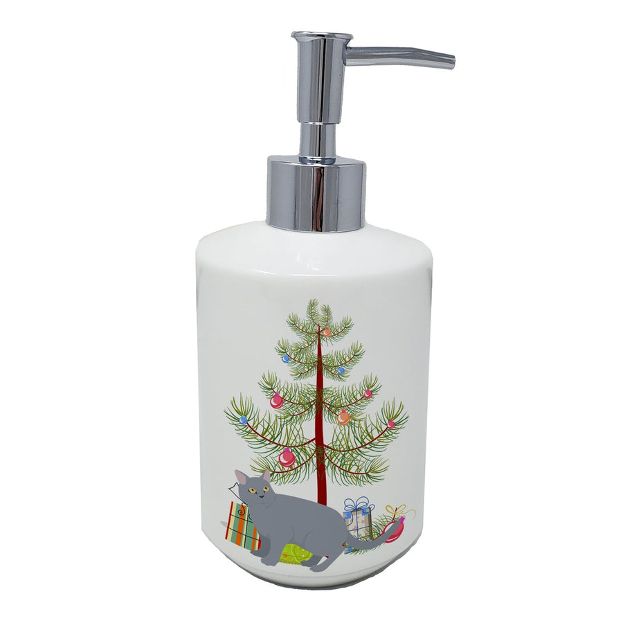 European Shorthair Style 3 Cat Merry Christmas Ceramic Soap Dispenser Image 1