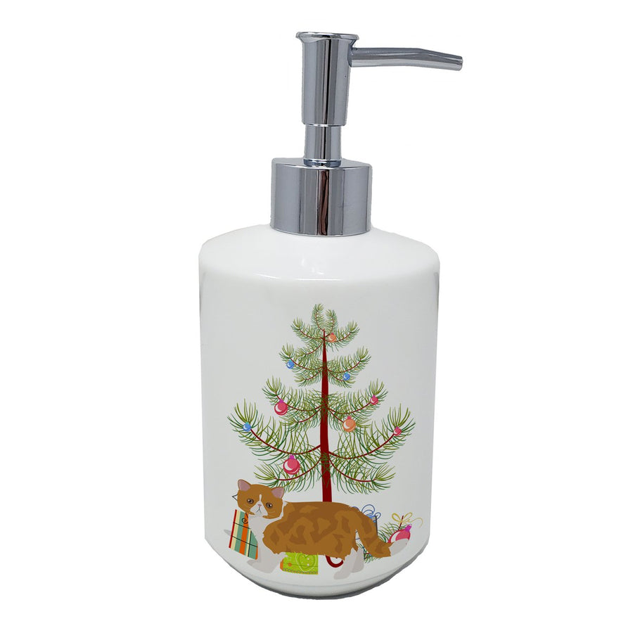 Exotic Shorthair Style 3 Cat Merry Christmas Ceramic Soap Dispenser Image 1