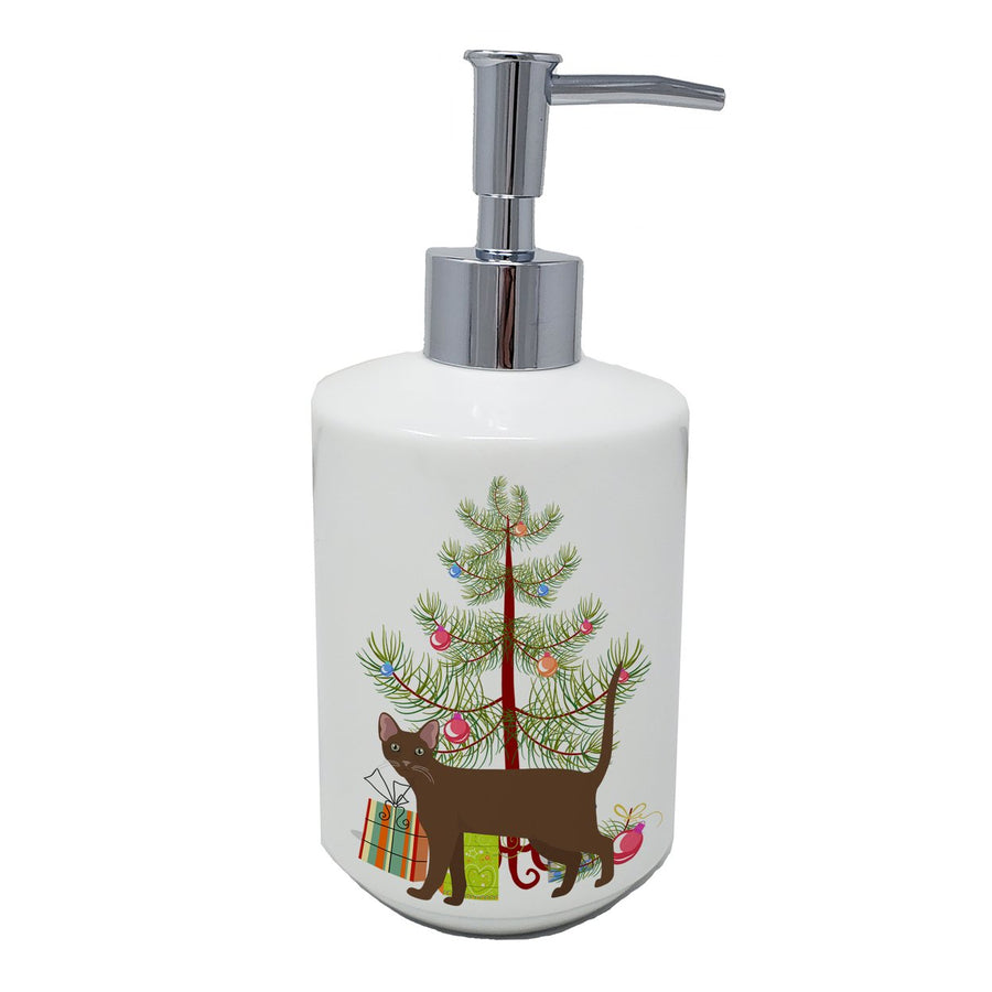 Havana Brown Cat Merry Christmas Ceramic Soap Dispenser Image 1