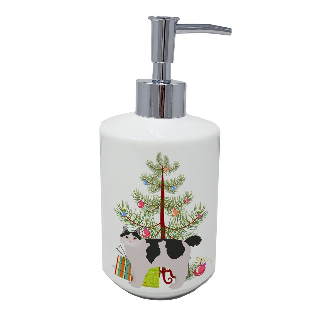 Kurilian Bobtail Style 2 Cat Merry Christmas Ceramic Soap Dispenser Image 1