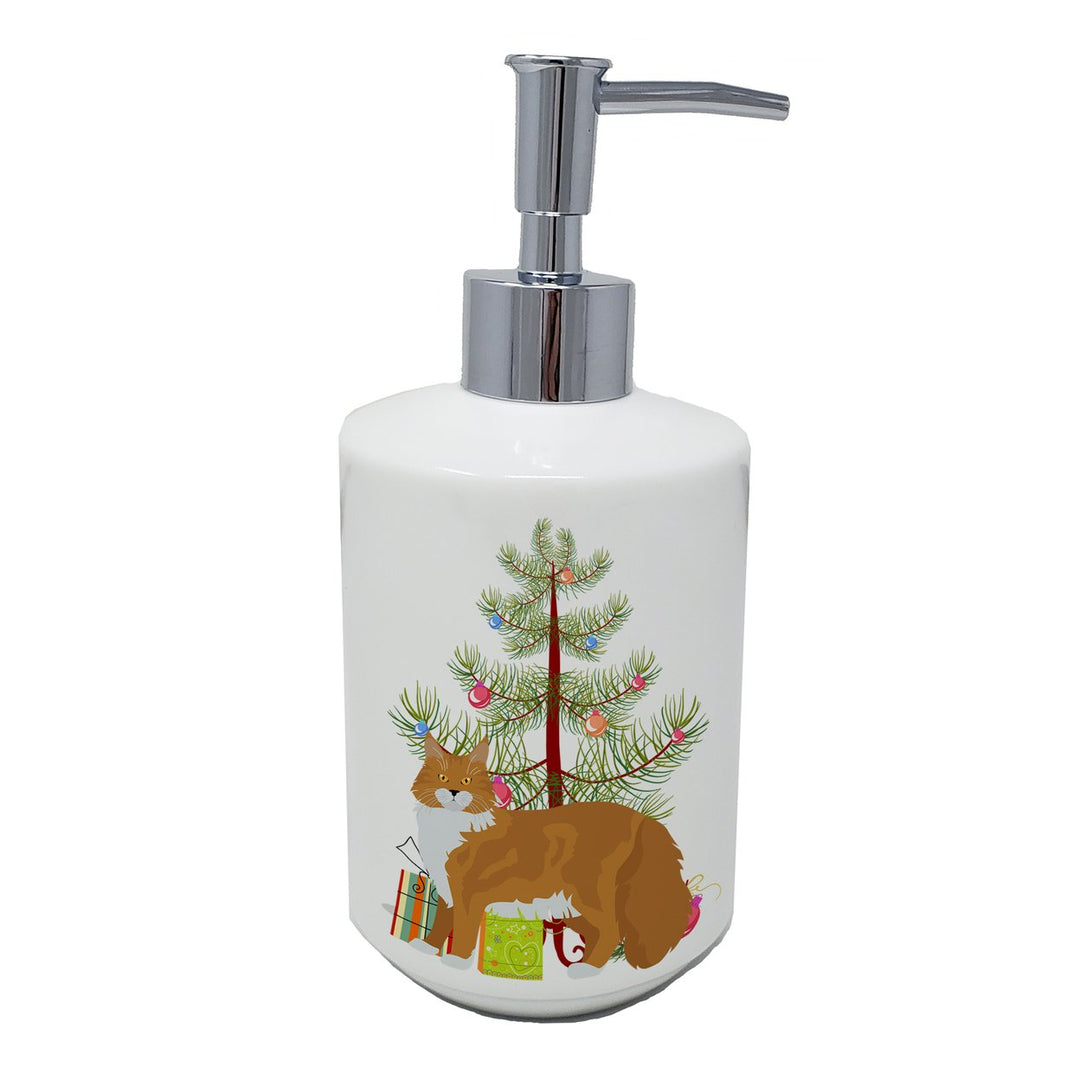 Maine Coon Style 1 Cat Merry Christmas Ceramic Soap Dispenser Image 1