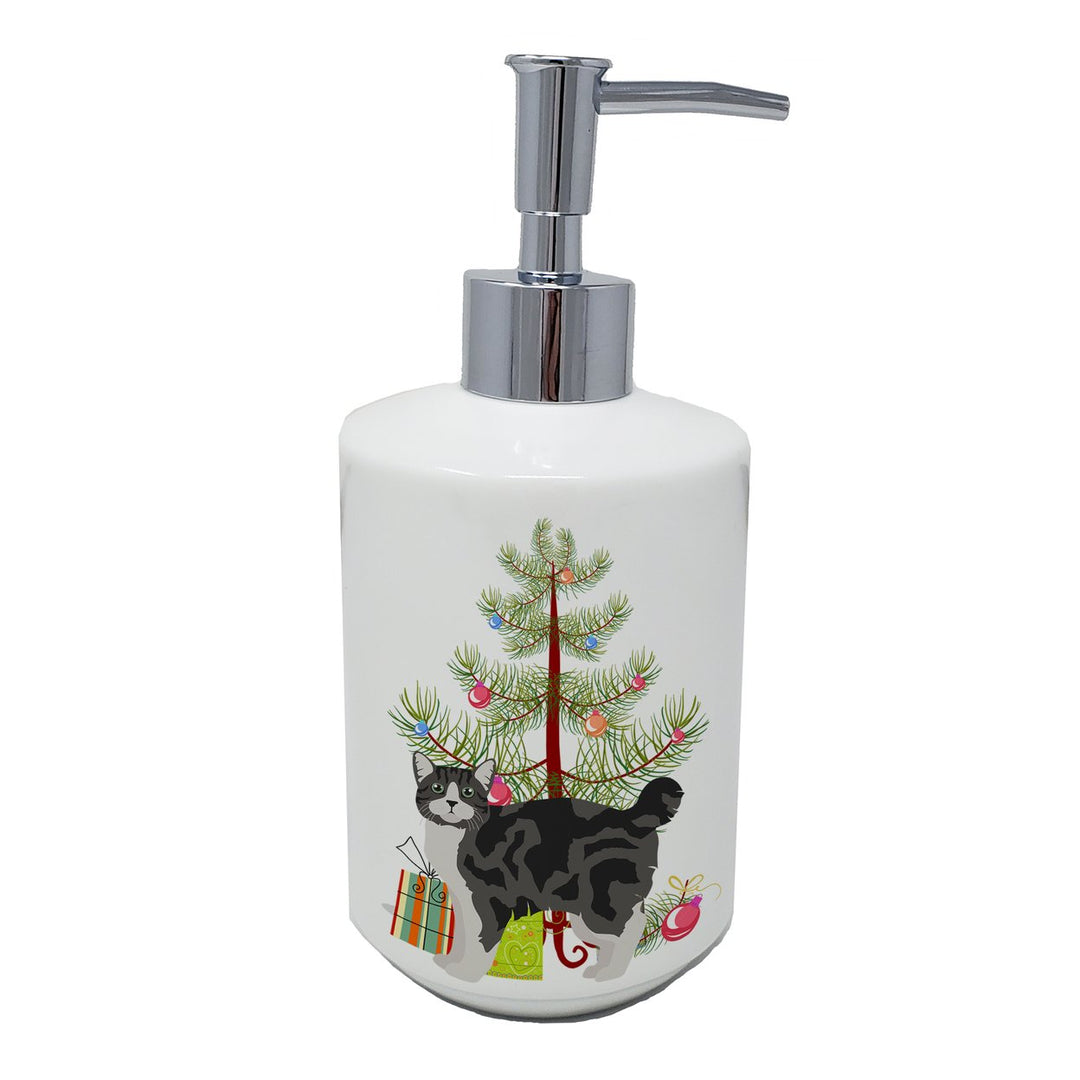 Manx Style 1 Cat Merry Christmas Ceramic Soap Dispenser Image 1