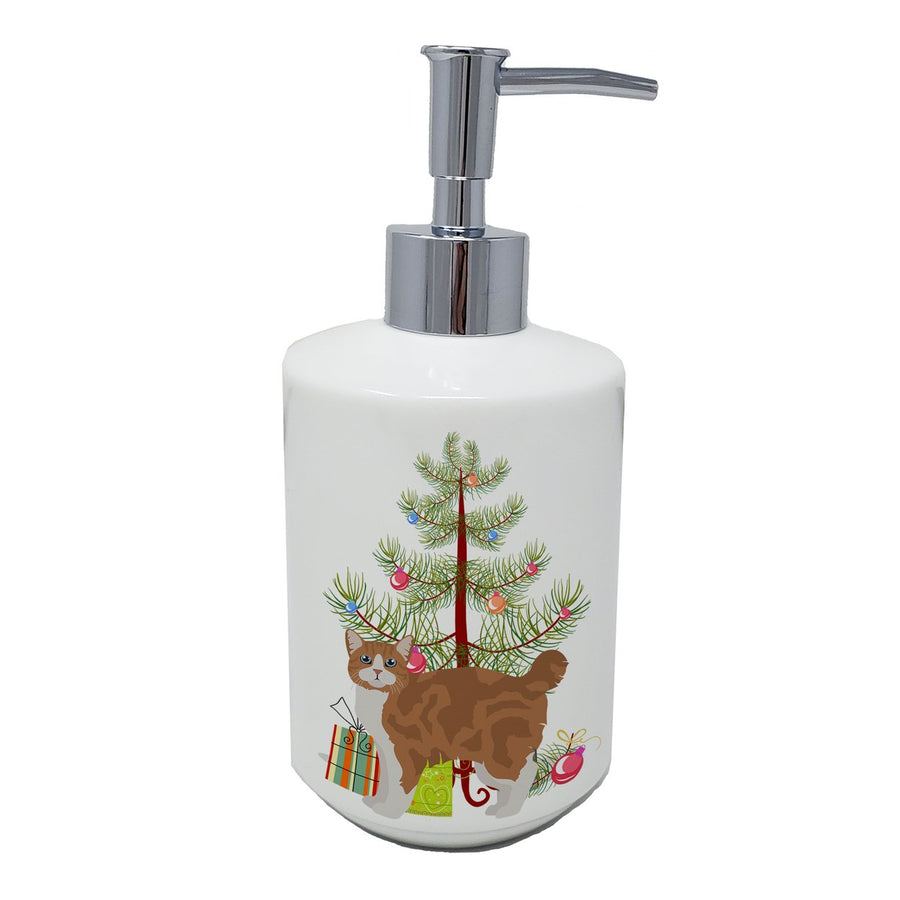 Manx Style 2 Cat Merry Christmas Ceramic Soap Dispenser Image 1