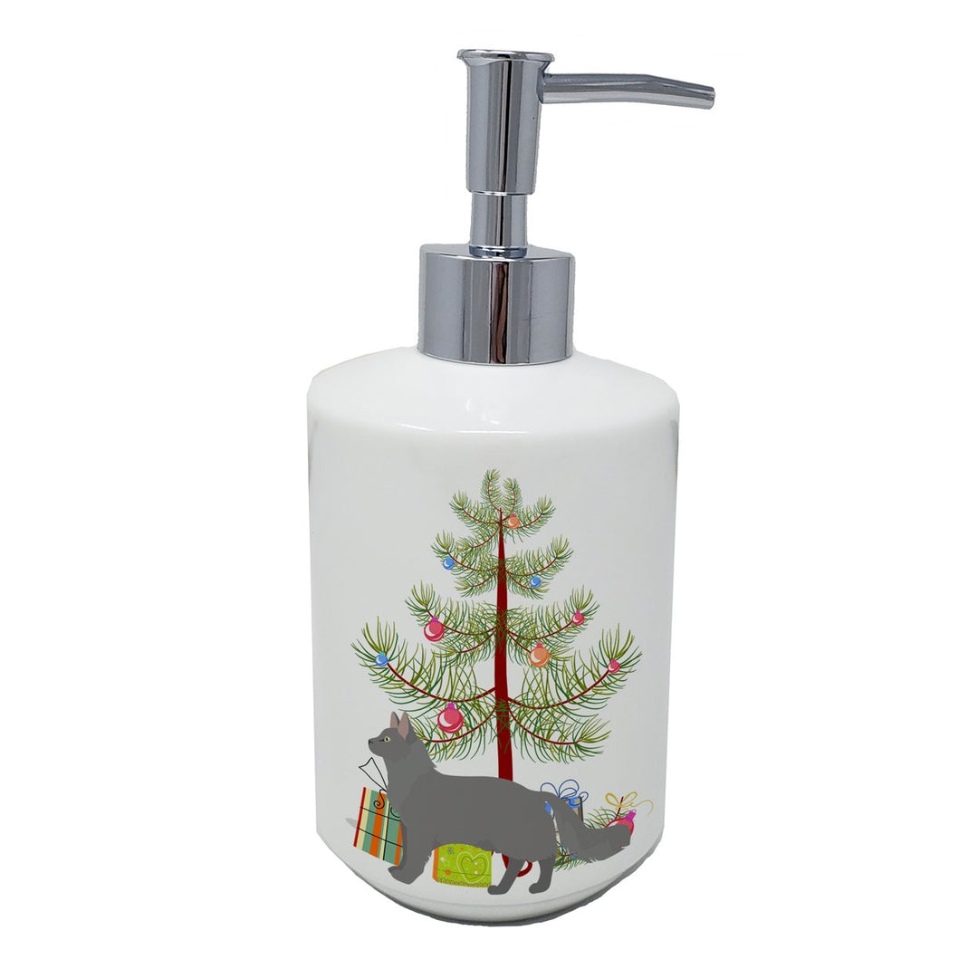 Nebelung Style 2 Cat Merry Christmas Ceramic Soap Dispenser Image 1