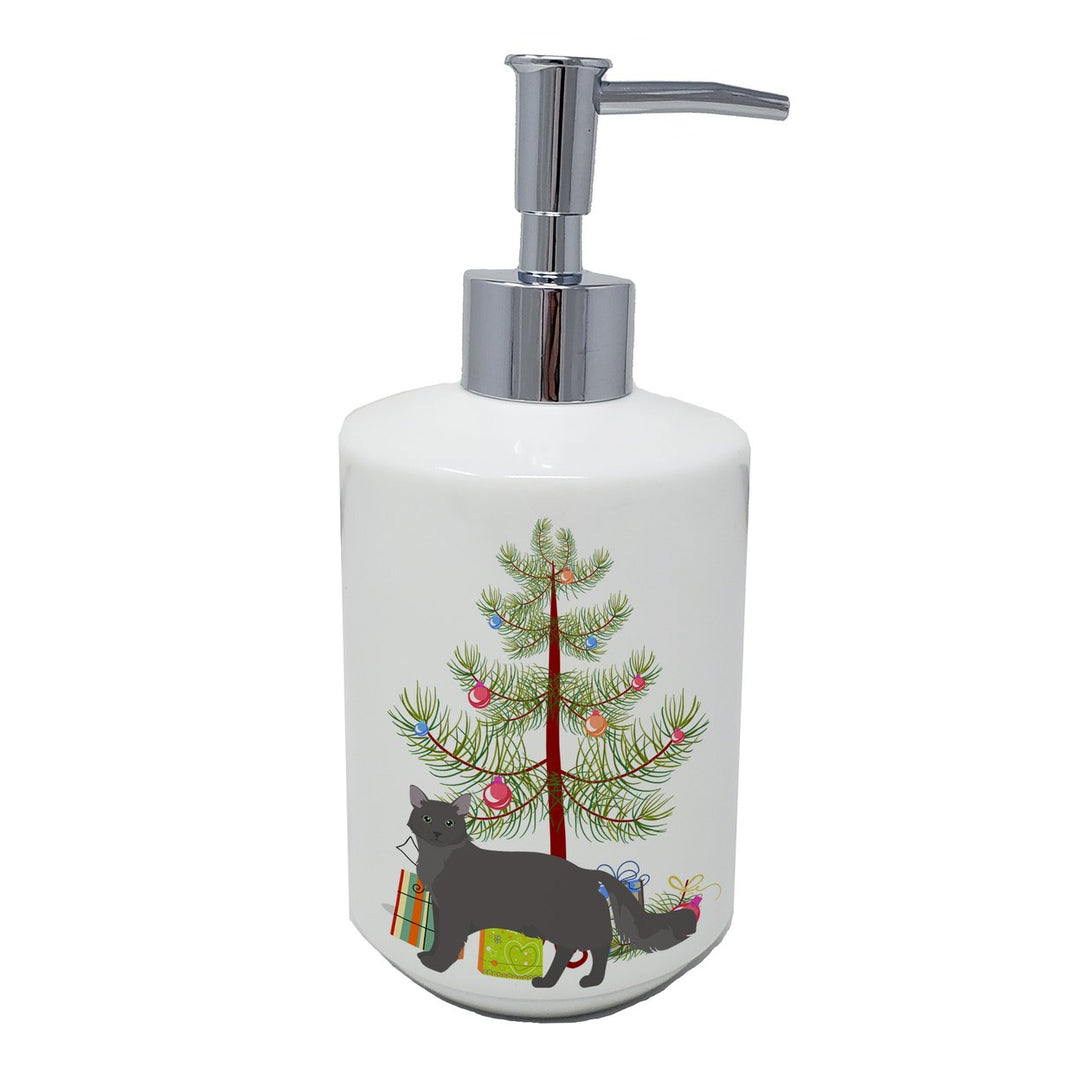 Nebelung Style 1 Cat Merry Christmas Ceramic Soap Dispenser Image 1