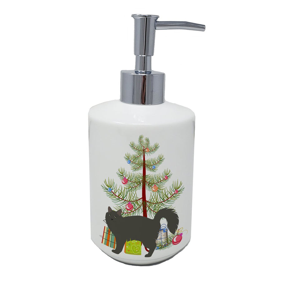 Nebelung Style 3 Cat Merry Christmas Ceramic Soap Dispenser Image 1