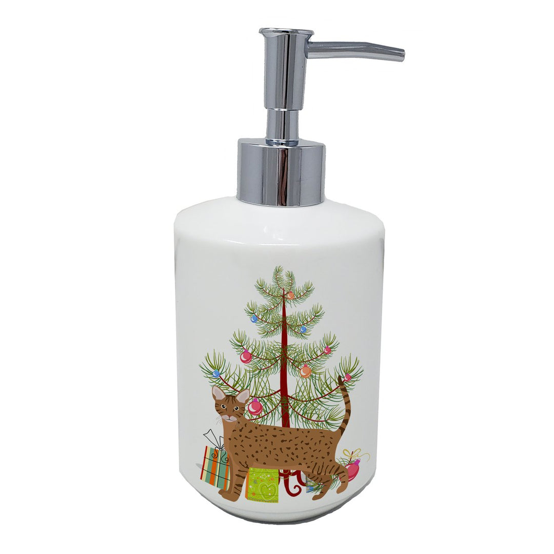 Ocicat Cat Merry Christmas Ceramic Soap Dispenser Image 1