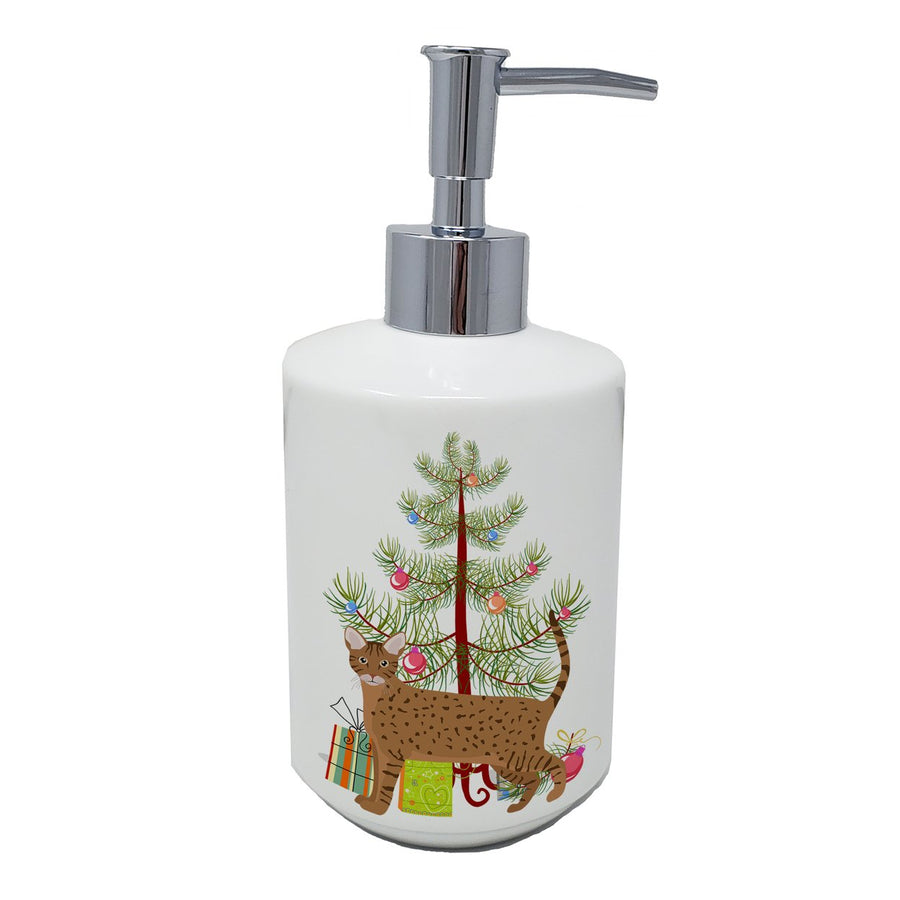 Ocicat Cat Merry Christmas Ceramic Soap Dispenser Image 1