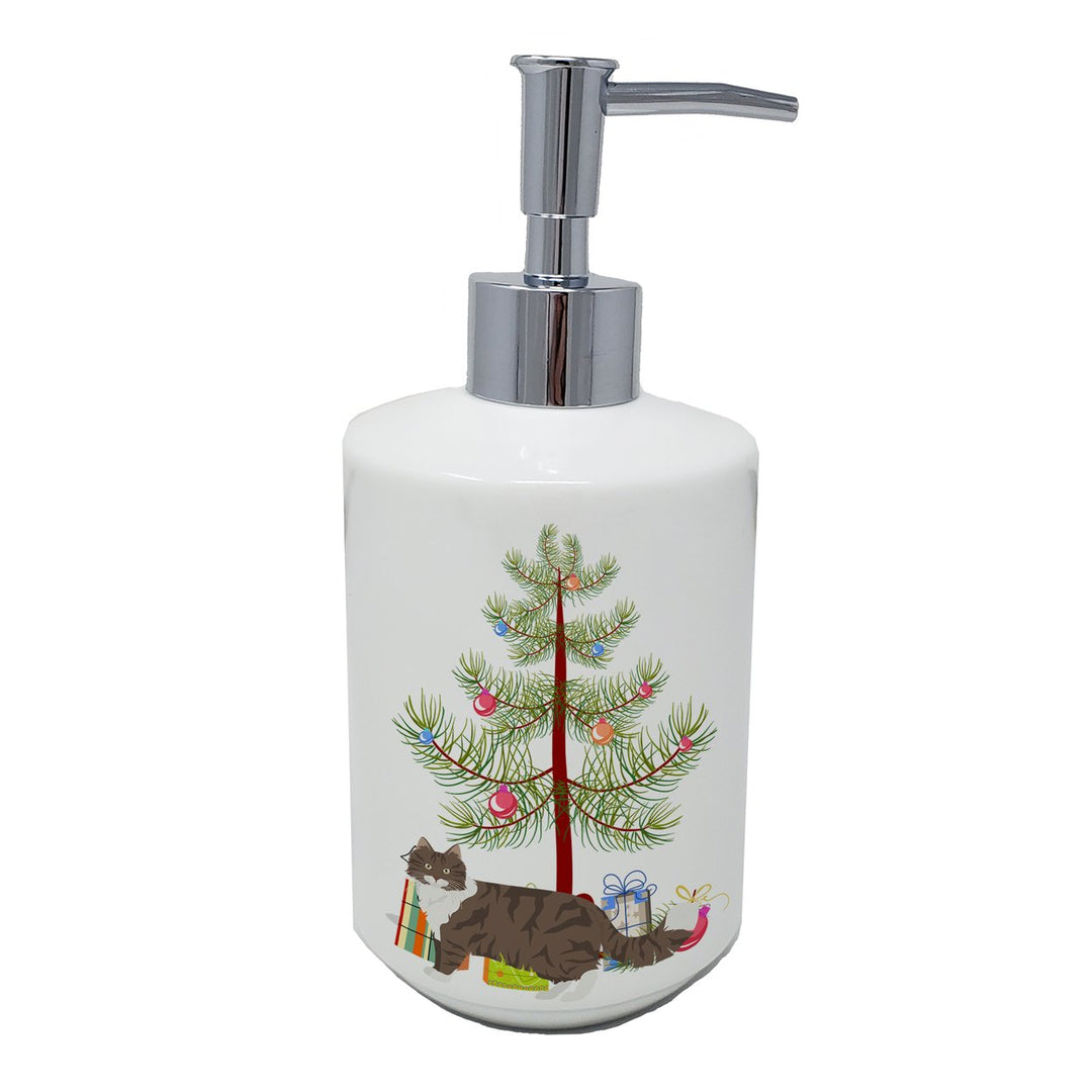 Norwegian Forest Cat Merry Christmas Ceramic Soap Dispenser Image 1