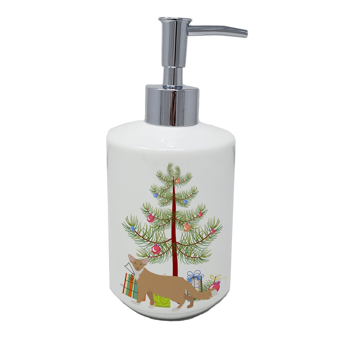 Oriental Longhair Style 2 Cat Merry Christmas Ceramic Soap Dispenser Image 1